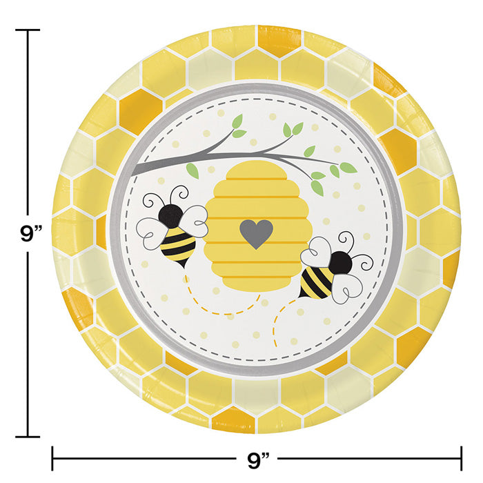 Party Decorations Bumblebee Baby Paper Plates, 8 ct