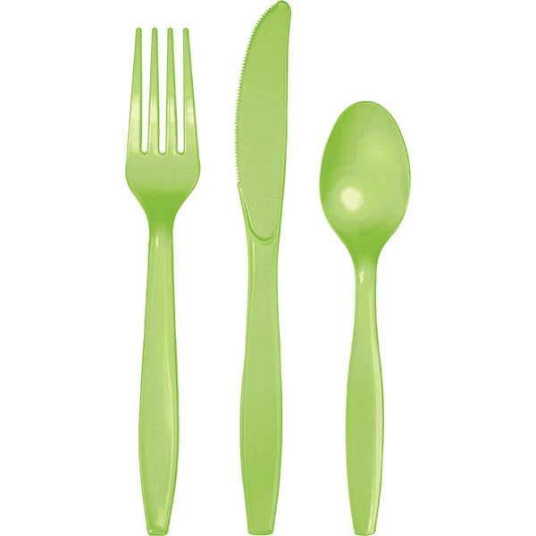 Party Decorations Fresh Lime Green Assorted Plastic Cutlery, 24 ct