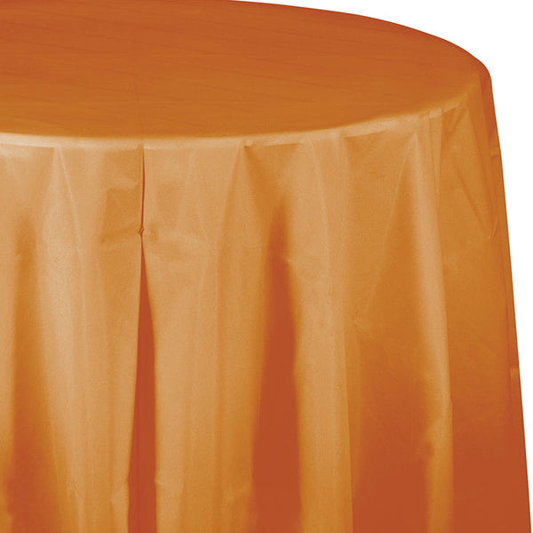 Party Decorations Pumpkin Spice Round Plastic Tablecover, 82