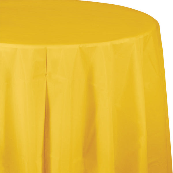 Party Decorations School Bus Yellow Round Plastic Tablecover, 82