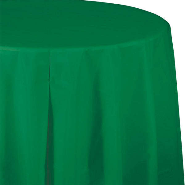 Party Decorations Emerald Green Round Plastic Tablecover, 82