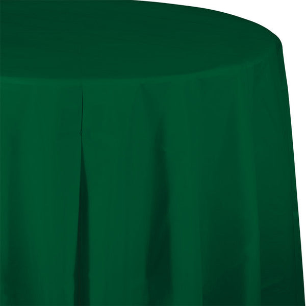 Party Decorations Hunter Green Round Plastic Tablecover, 82