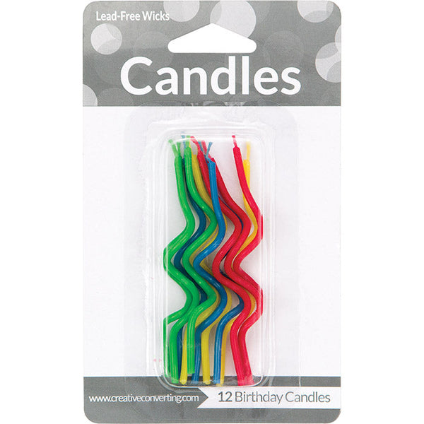 Party Decorations Assorted Curly Candles, 12 ct