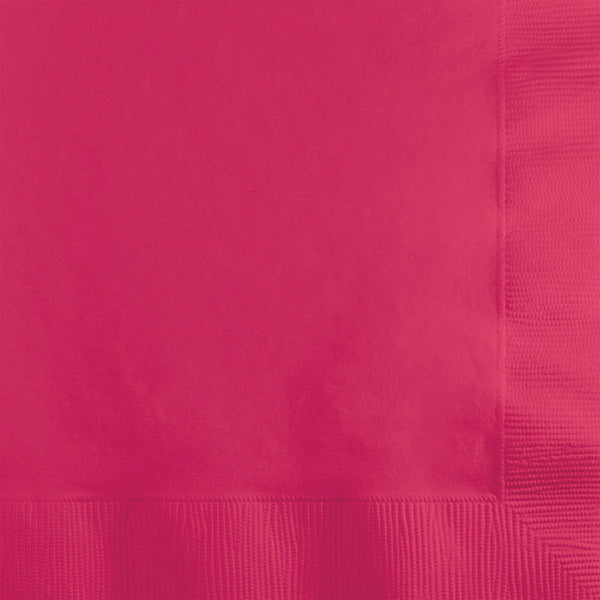 Party Decorations Hot Magenta Beverage Napkin, 3 Ply, 50 ct