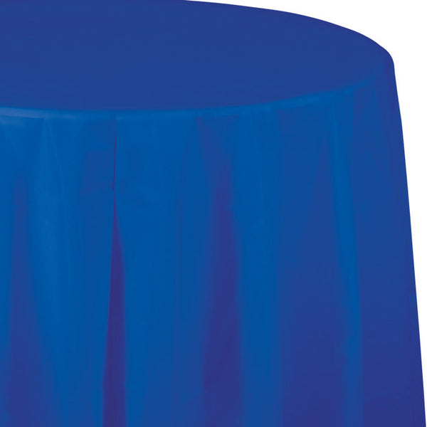 Party Decorations Cobalt Round Plastic Tablecover, 82