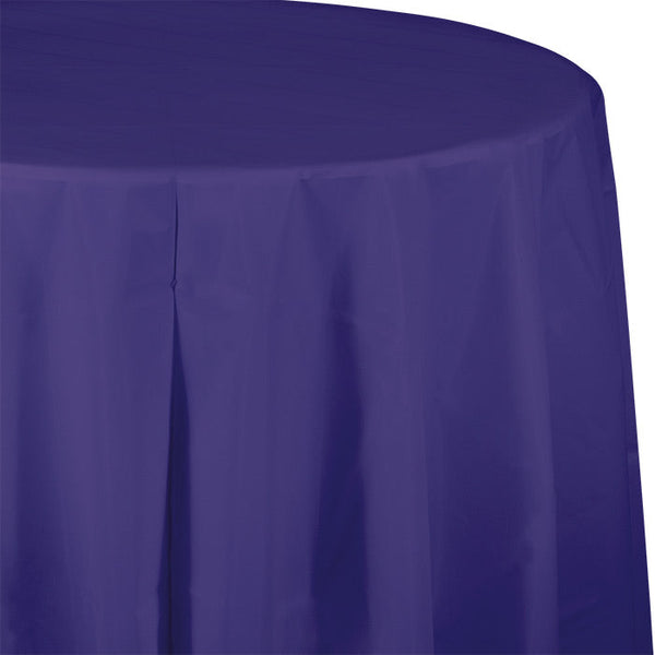 Party Decorations Purple Round Plastic Tablecover, 82