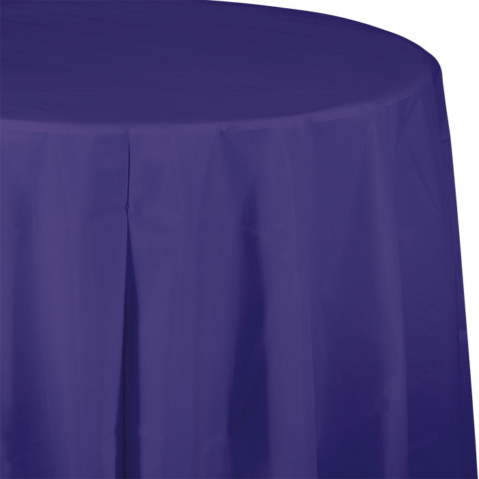 Party Decorations Purple Round Plastic Tablecover, 82"