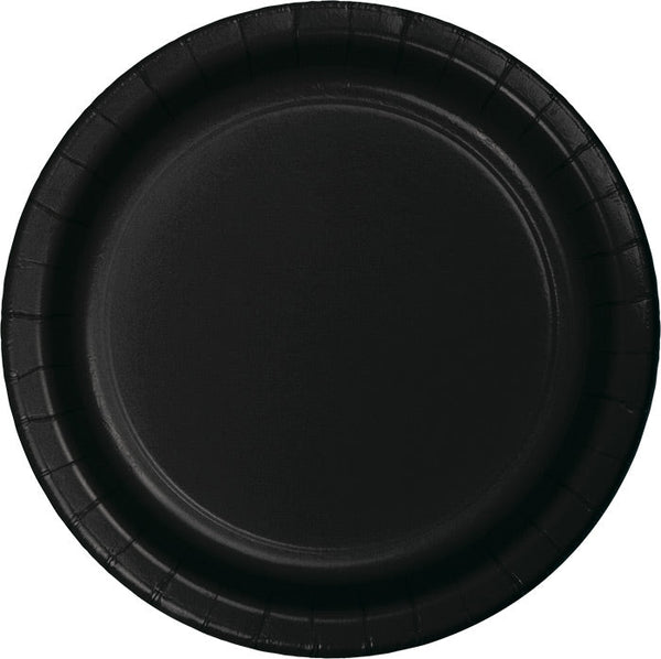 Party Decorations Black Paper Banquet Plates, 24 ct