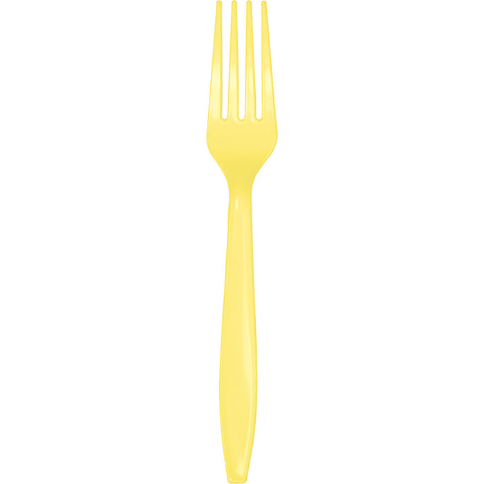 Party Decorations Mimosa Yellow Plastic Forks, 24 ct