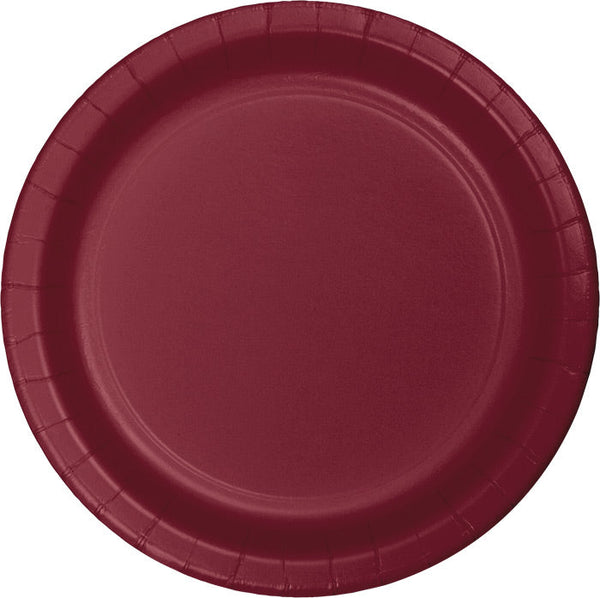 Party Decorations Burgundy Red Paper Banquet Plates, 24 ct