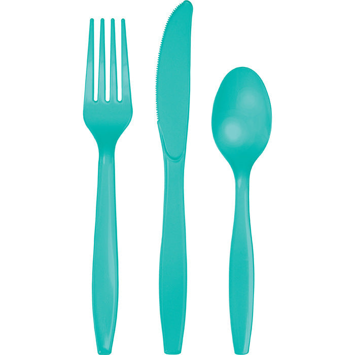 Party Decorations Teal Lagoon Plastic Cutlery Set, 24 ct