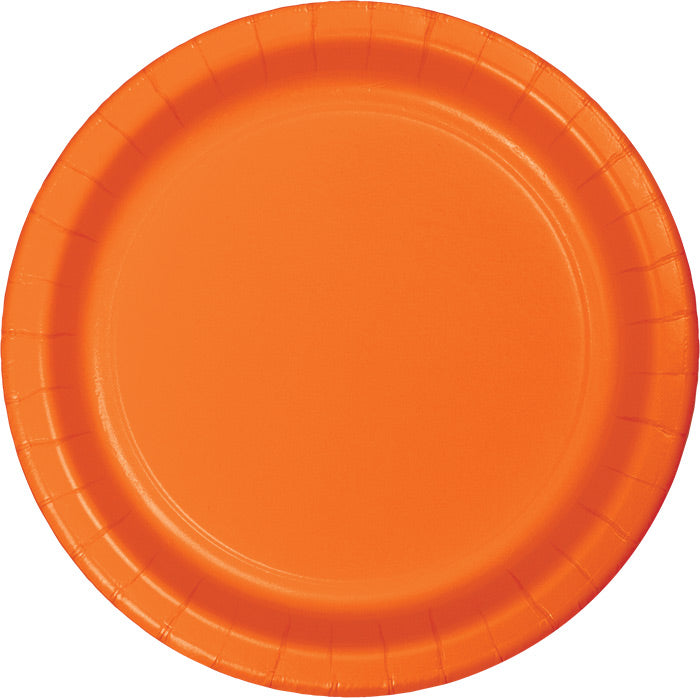 Party Decorations Sunkissed Orange Paper Banquet Plates, 24 ct