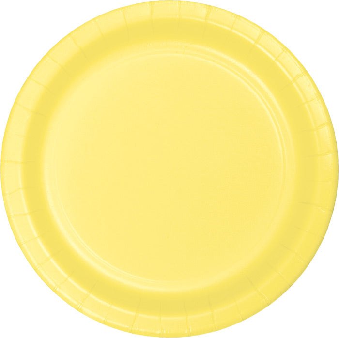 Party Decorations Mimosa Yellow Paper Banquet Plates, 24 ct