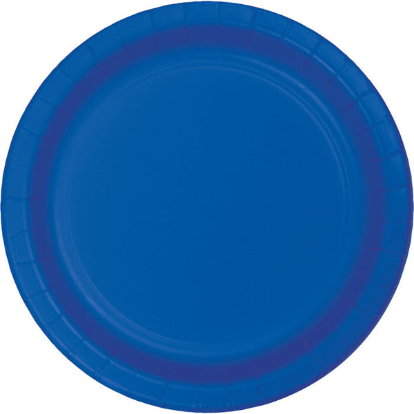 Party Decorations Cobalt Blue Paper Banquet Plates, 24 ct