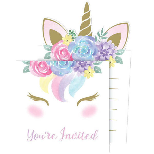 Party Decorations Unicorn Baby Shower Invitations, Pack Of 8