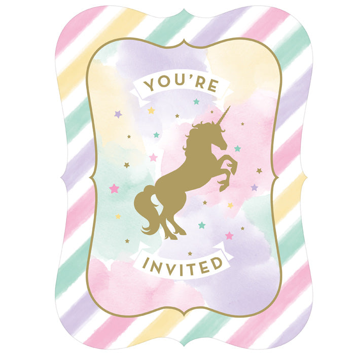 Party Decorations Unicorn Sparkle Invitation Postcard, 8 ct