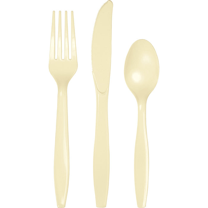 Party Decorations Ivory Assorted Plastic Cutlery, 24 ct