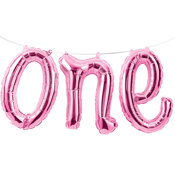 Party Decorations 1st Birthday Girl "One" Balloon Banner