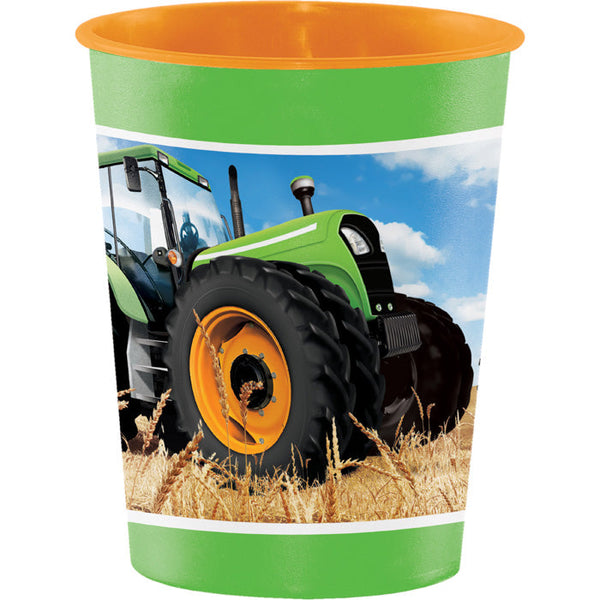 Party Decorations Tractor Time Plastic Keepsake Cup 16 Oz.