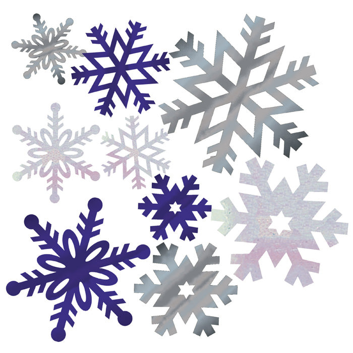 Party Decorations Foil Snowflake Cutouts, 12 ct