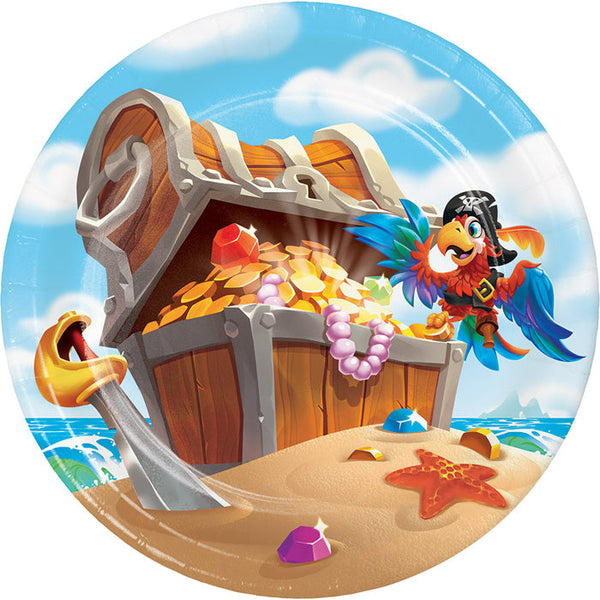 Party Decorations Pirate Treasure Paper Dessert Plates, 8 ct