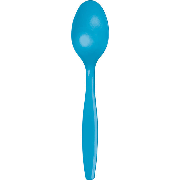 Party Decorations Turquoise Blue Plastic Spoons, 24 ct