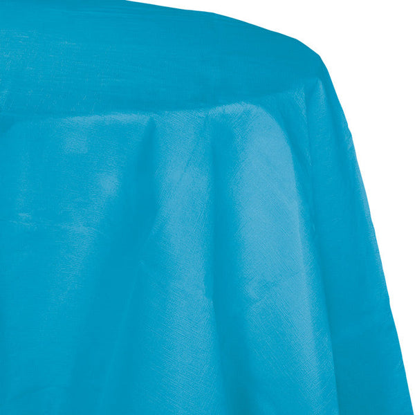 Party Decorations Turquoise Round Polylined TIssue Tablecover, 82