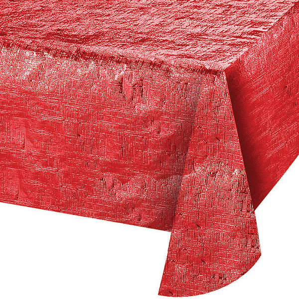 Party Decorations Metallic Red Plastic Table Cover, 54