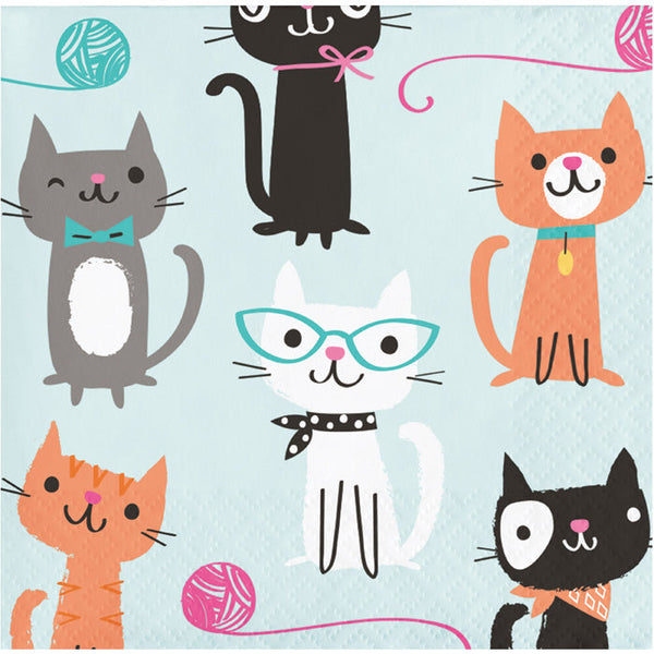 Party Decorations Purr-Fect Cat Party Beverage Napkins (16 ct)