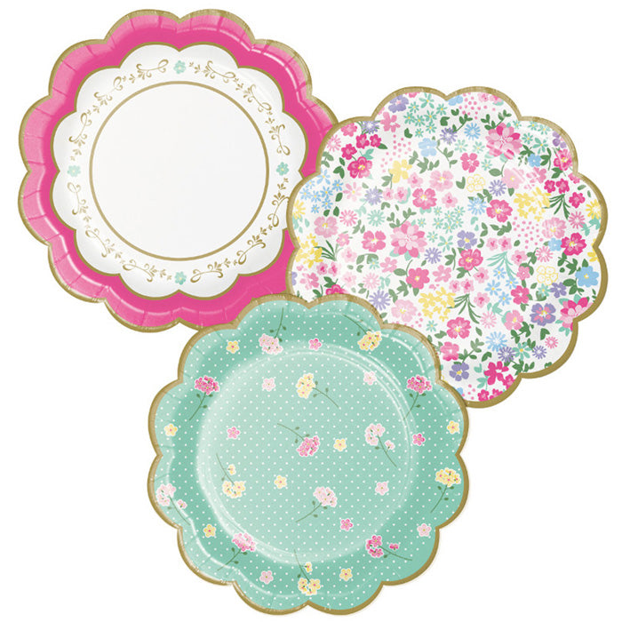 Party Decorations Floral Tea Party Scalloped Plate 7" Assorted Florals, 8 ct