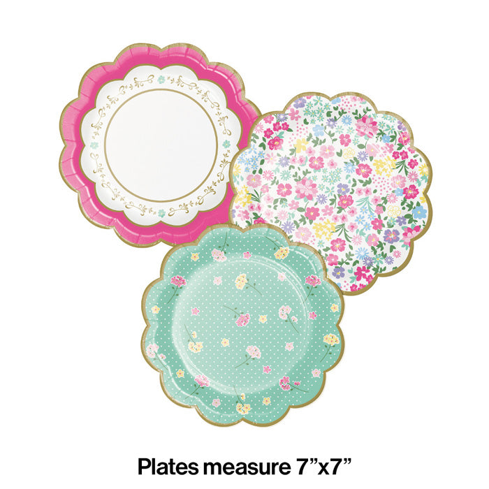 Party Decorations Floral Tea Party Scalloped Plate 7" Assorted Florals, 8 ct