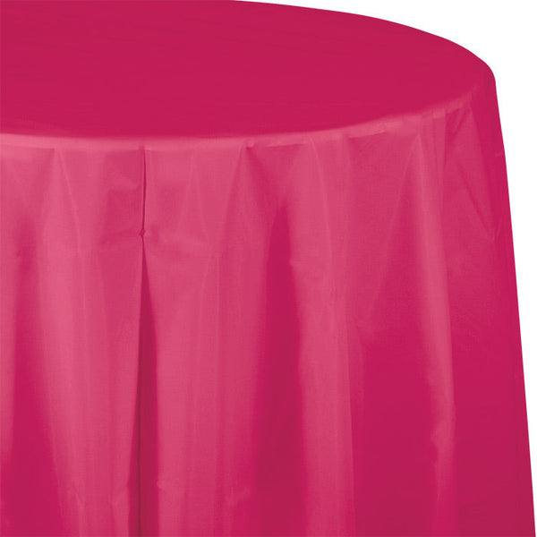 Party Decorations Hot Magenta Round PlasticTablecover, 82