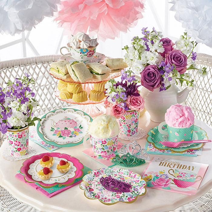 Party Decorations Floral Tea Party Paper Plates, 8 ct