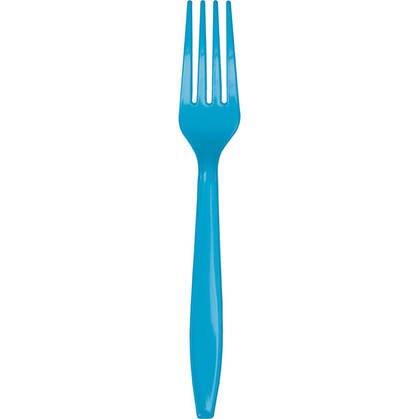 Party Decorations Turquoise Blue Plastic Forks, 24 ct