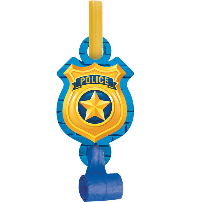 Party Decorations Police Party Blowouts W/Med, 8 ct