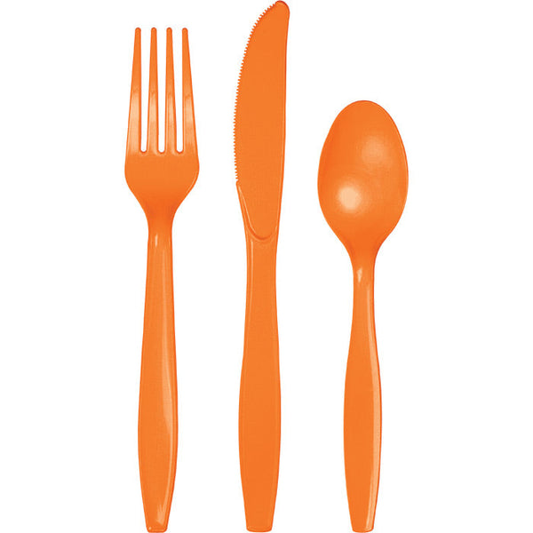 Party Decorations Sunkissed Orange Assorted Plastic Cutlery, 24 ct