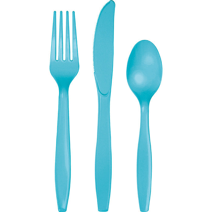 Party Decorations Bermuda Blue Assorted Plastic Cutlery, 24 ct