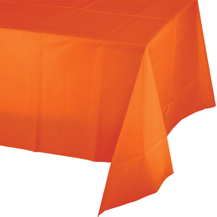 Party Decorations Sunkissed Orange Tablecover Plastic 54" X 108"