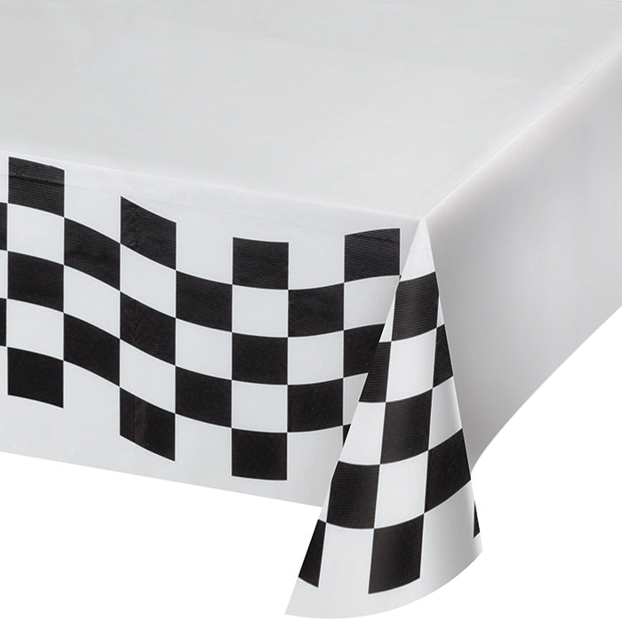 Party Decorations Black And White Check Paper Table Cover, 54" X 102"