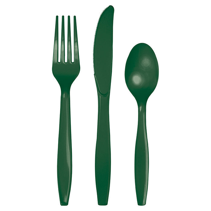 Party Decorations Hunter Green Assorted Plastic Cutlery, 24 ct