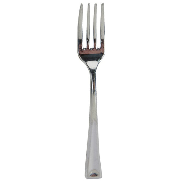 Party Decorations Boxed Mini Forks Metallic Silver, 24 ct