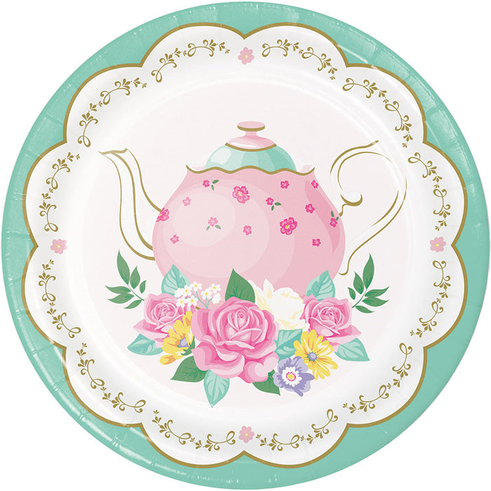 Party Decorations Floral Tea Party Paper Dessert Plates, 8 ct