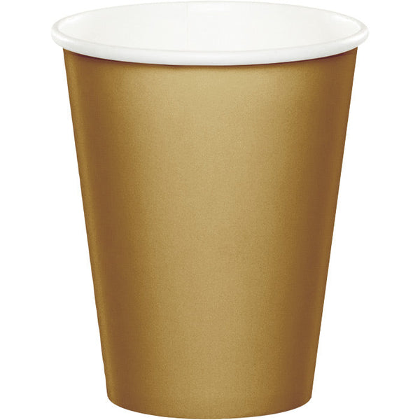 Party Decorations Glittering Gold Hot/Cold Paper Cups 9 Oz., 24 ct