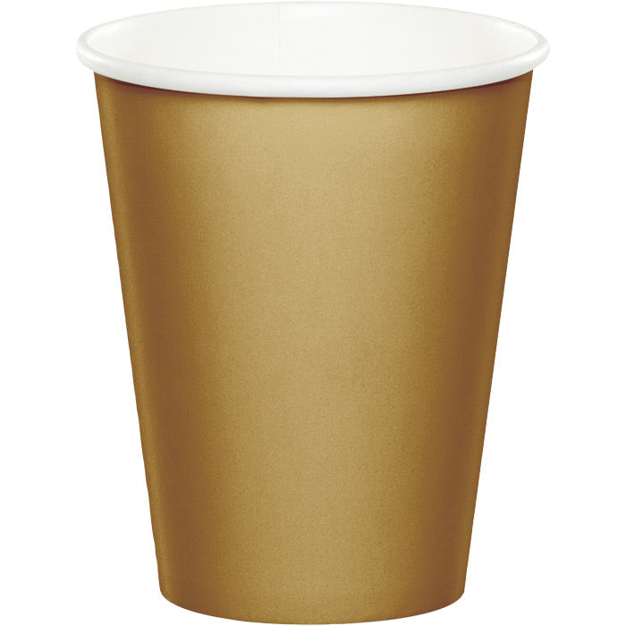 Party Decorations Glittering Gold Hot/Cold Paper Cups 9 Oz., 24 ct