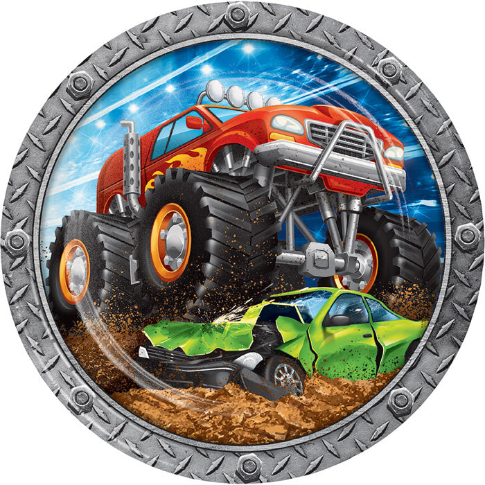 Party Decorations Monster Truck Rally Paper Plates, 8 ct