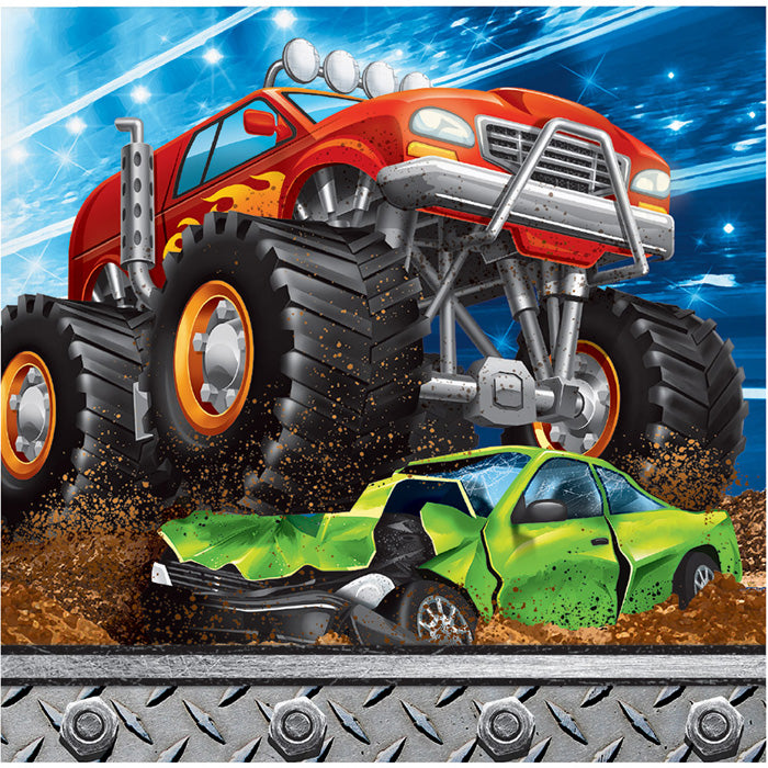 Party Decorations Monster Truck Rally Beverage Napkins, 16 ct