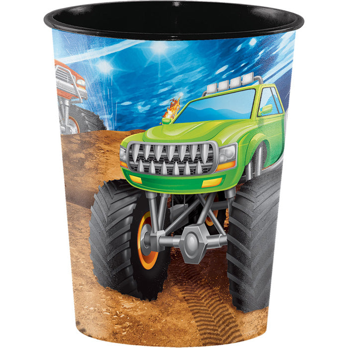 Party Decorations Monster Truck Rally Plastic Keepsake Cup 16 Oz.