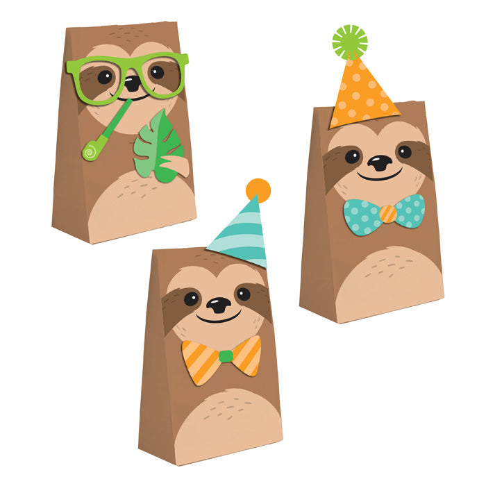 Party Decorations Sloth Party Paper Treat Bags, Pack Of 8