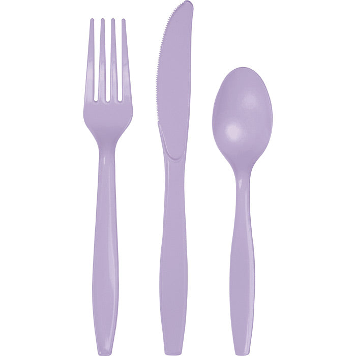 Party Decorations Luscious Lavender Purple Assorted Plastic Cutlery, 24 ct