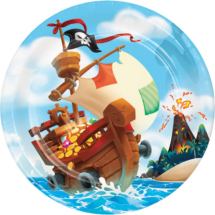 Party Decorations Pirate Treasure Paper Plates, 8 ct